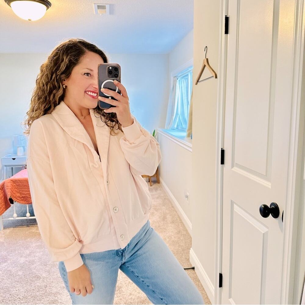 Tuckernuck Xirena Light Pink Shawl Cotton Soft Cardigan Sweater Sweatshirt Small